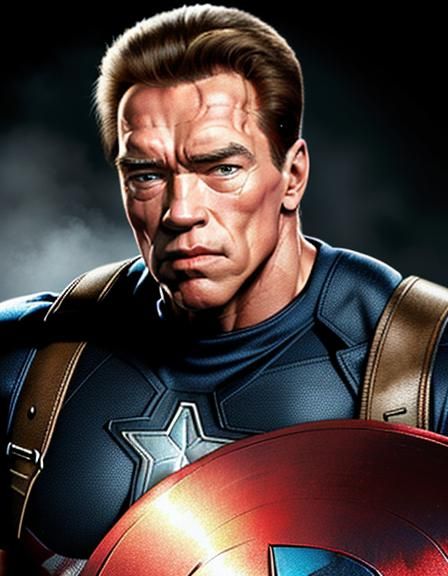 Arnold Schwarzenegger as Captain America: Digital Art