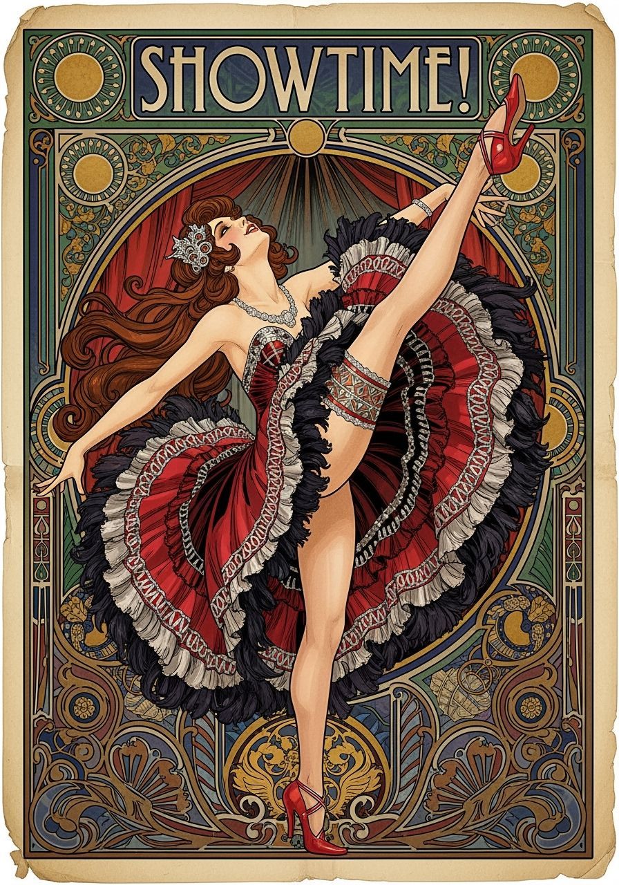 Vintage Circus Poster of Cabaret Dancer in Art Deco Style