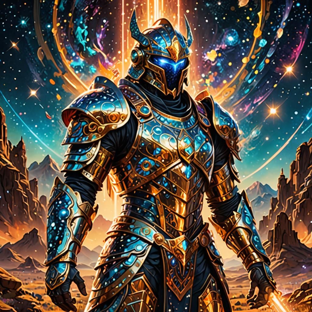 Cosmic Warrior in Islamic Armor Concept Art
