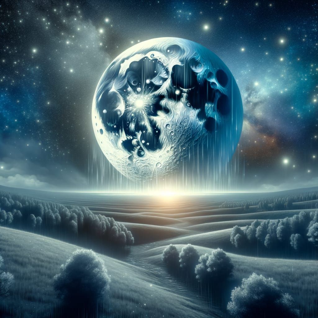 Surreal Moonlit Oasis Radiates Tranquil Beauty