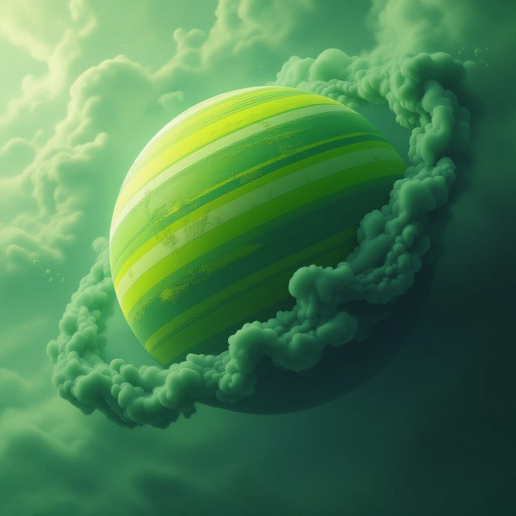 Vibrant Alien Planet in Swirling Gas