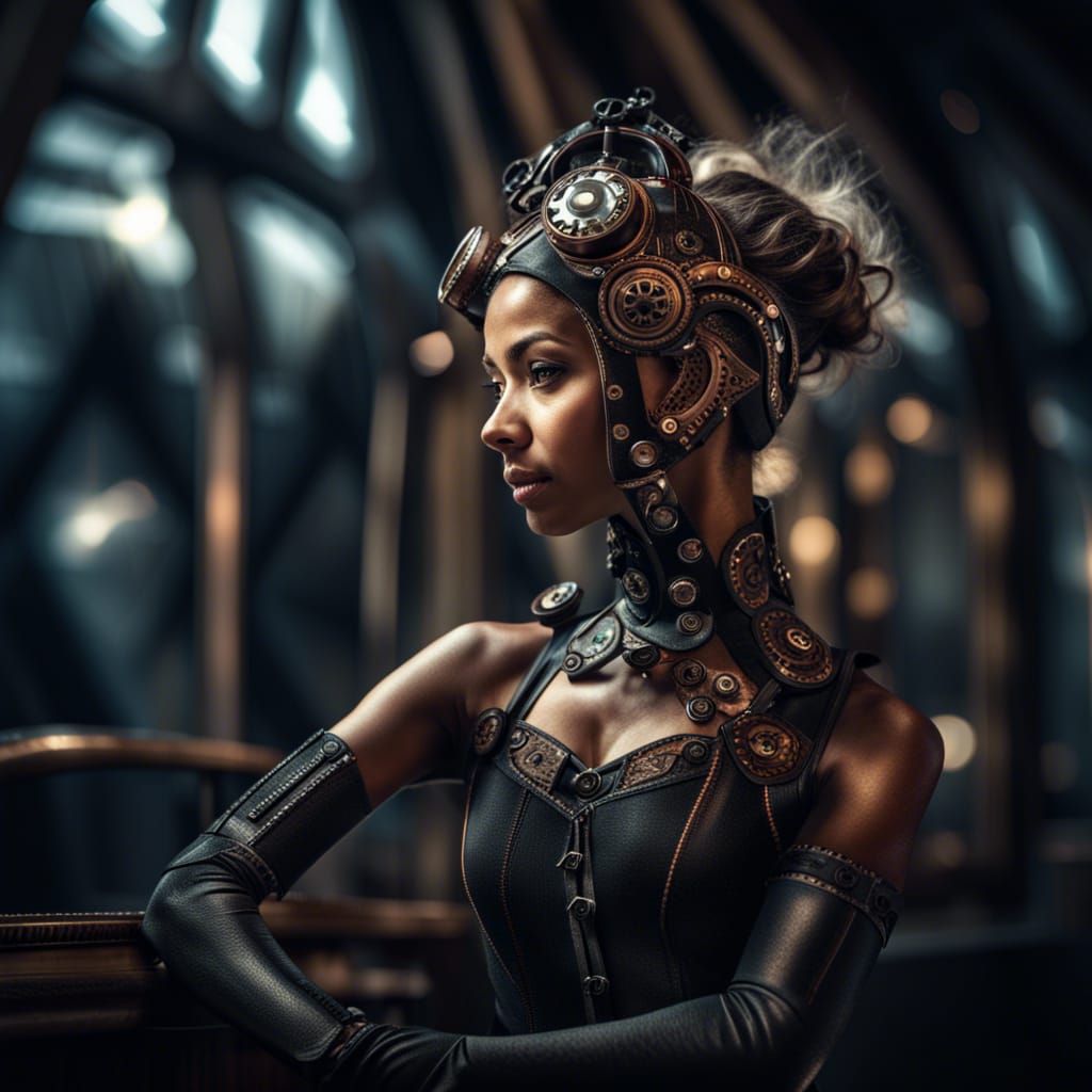 Futuristic Steampunk Ballerina in Hyperrealistic Style