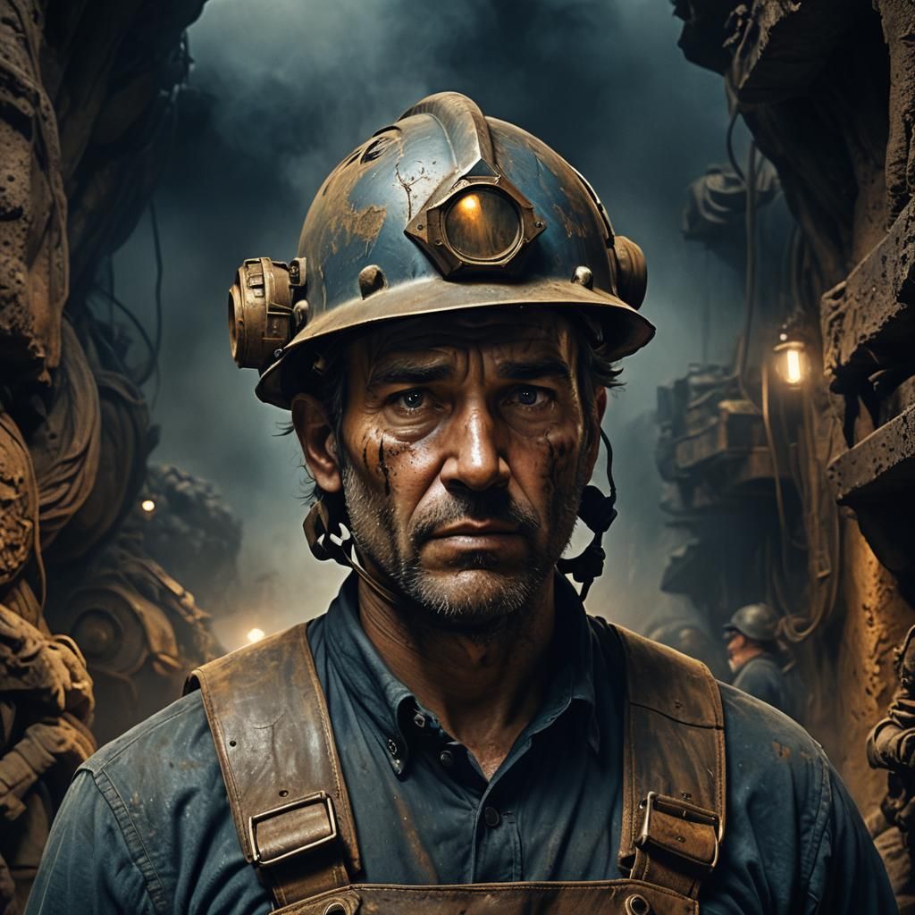 Tired Miner Portrait in Baroque Style