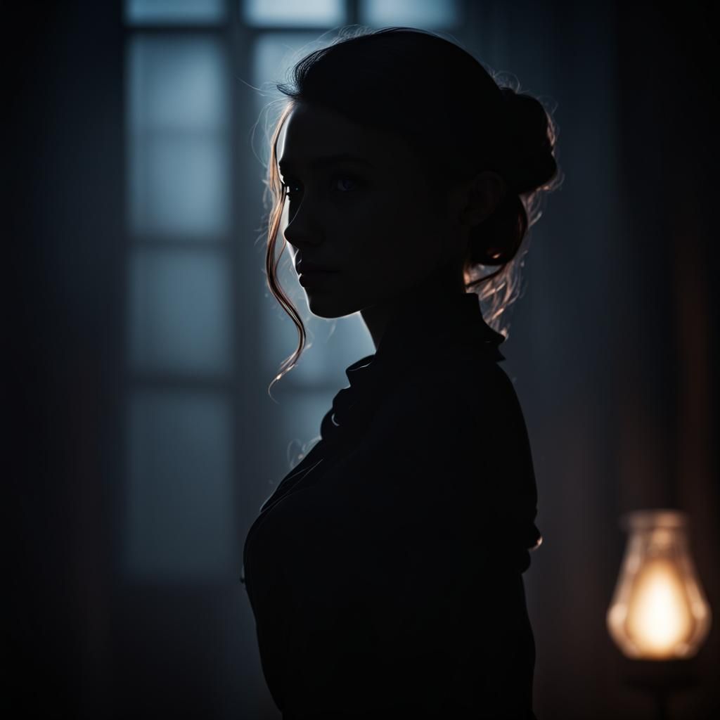 Hyperrealistic Silhouette Portrait with Dramatic Lighting