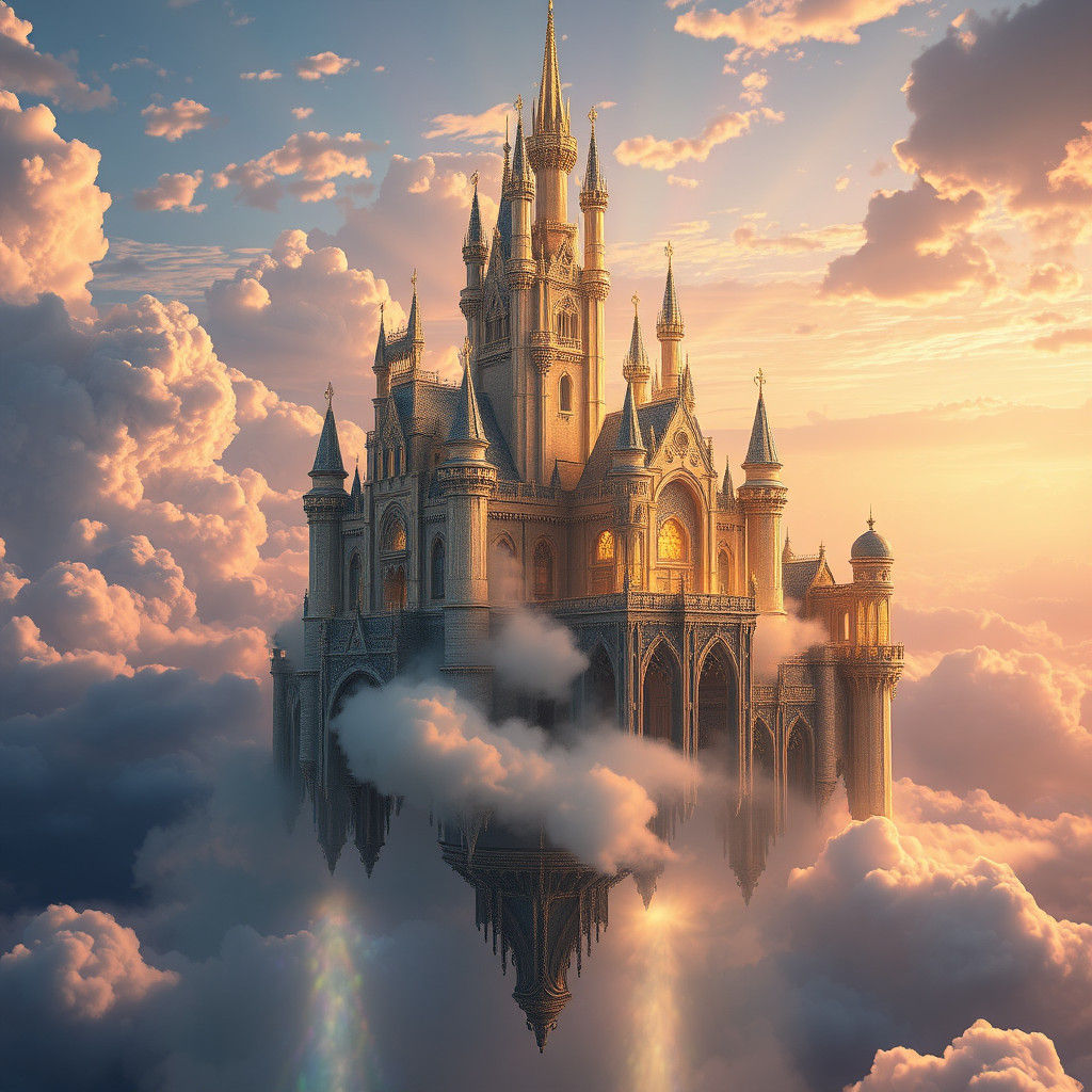 Majestic Floating Castle with Crystal Towers
