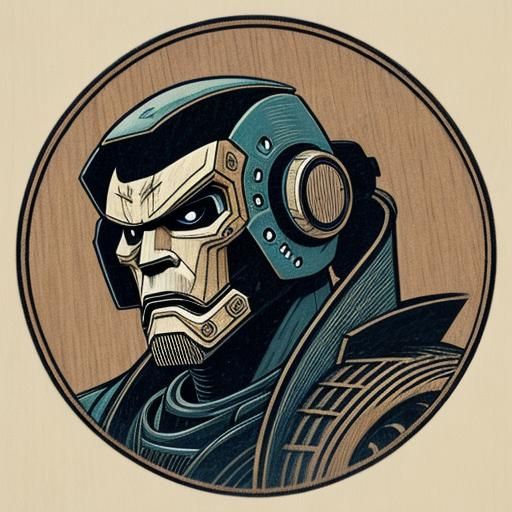 Robot in Japanese Woodblock Style