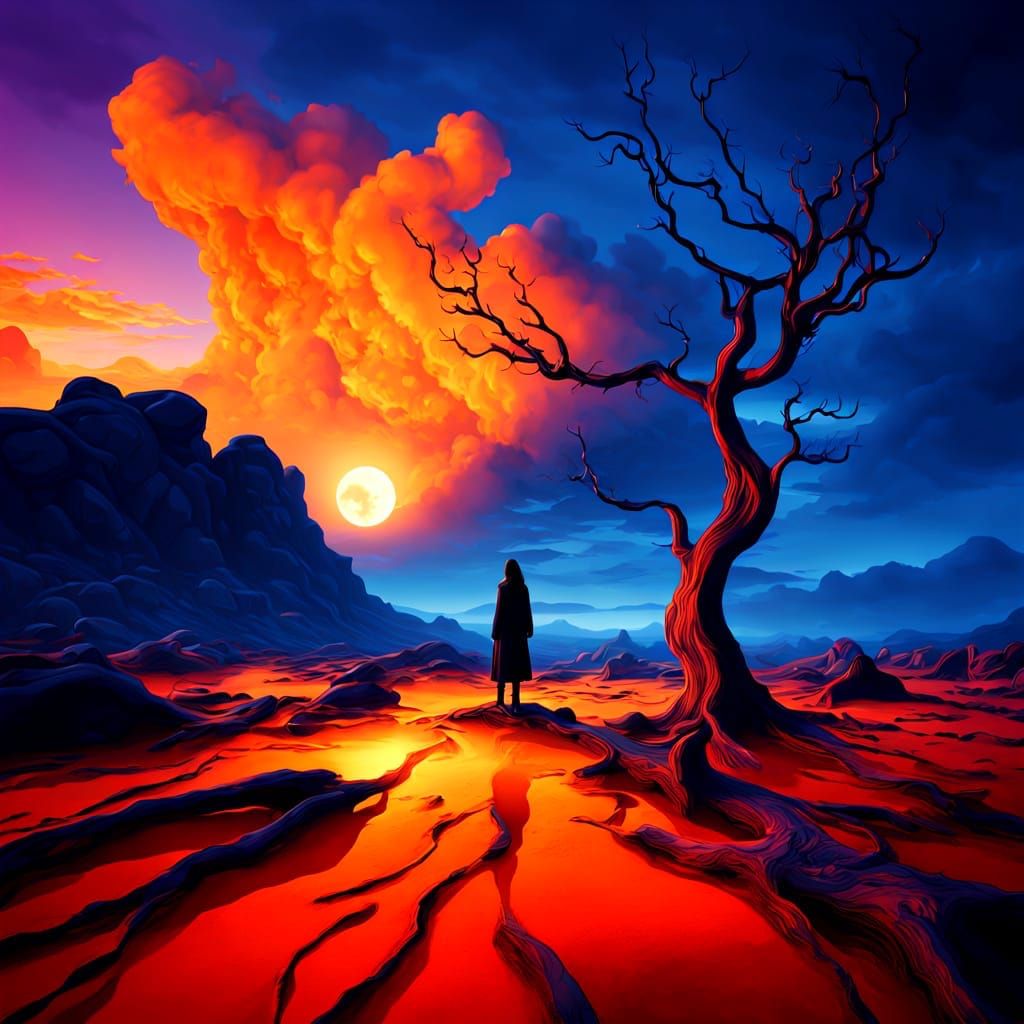 Ethereal Desert Landscape in a Futuristic Atmosphere