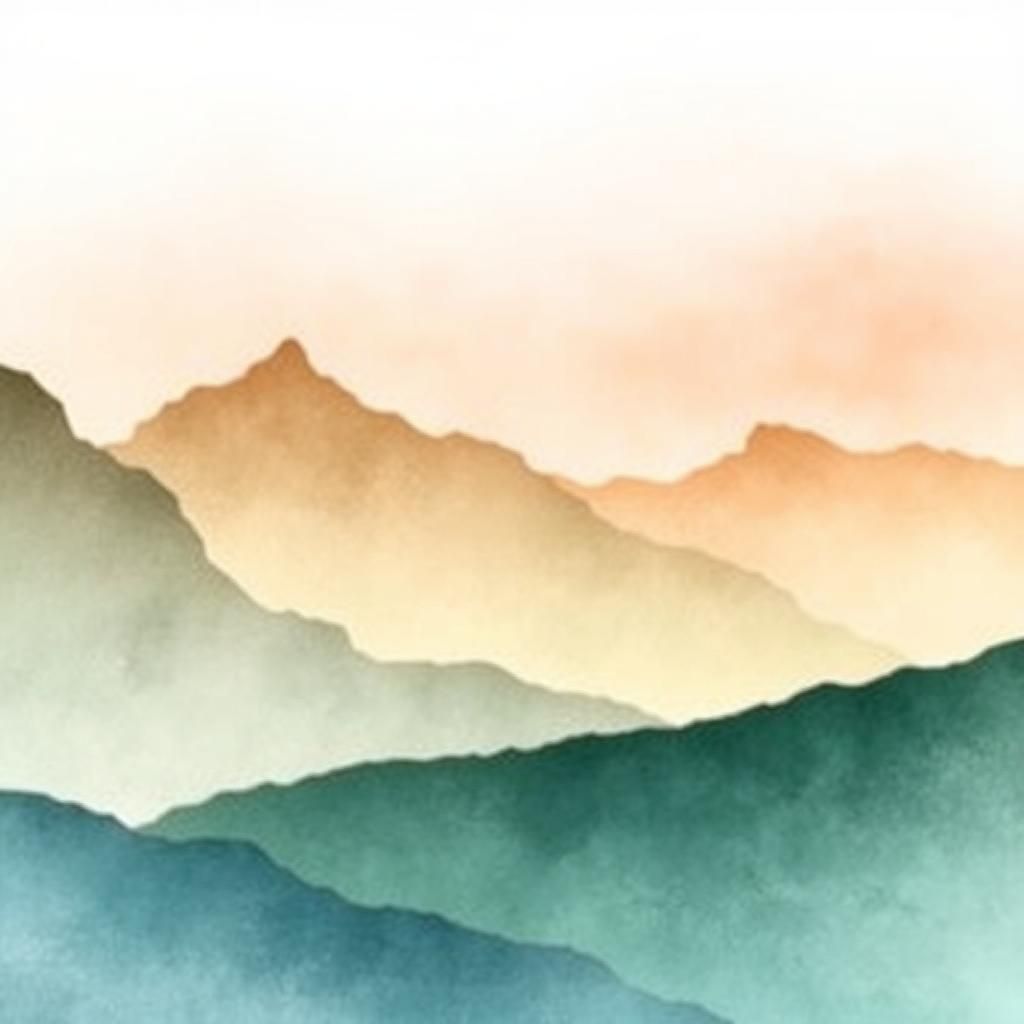 Majestic Mountains in Watercolor with Soft Gradients