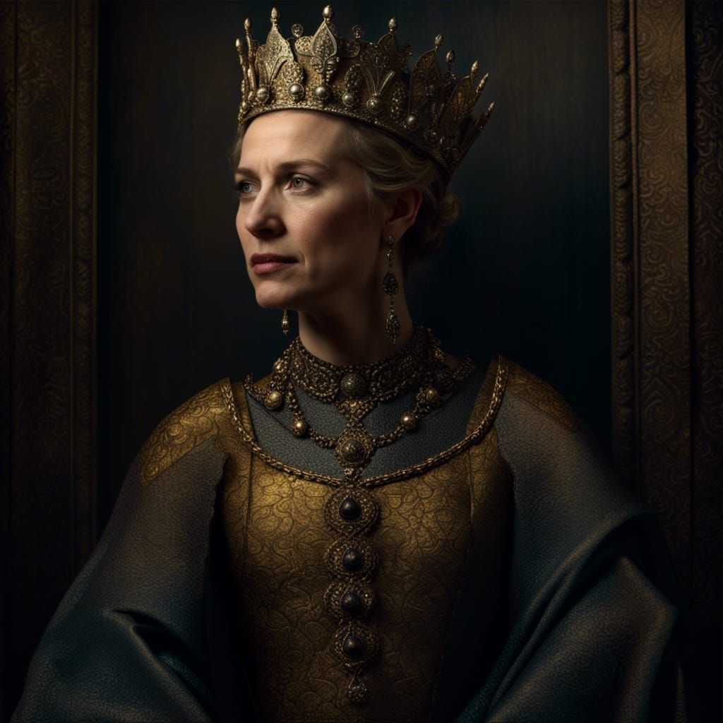 Medieval Queen Portrait in Chiaroscuro Style