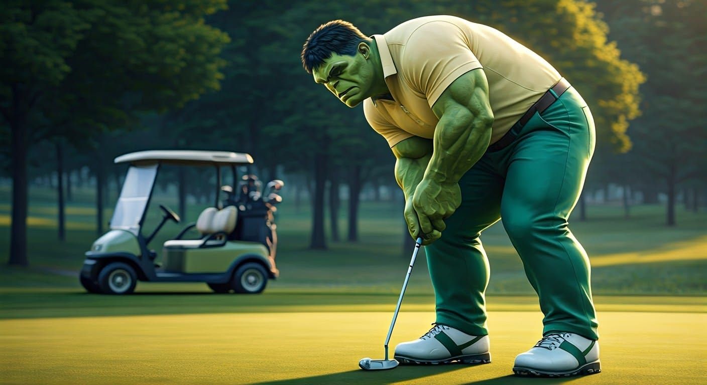 Hulk Golfing: Hyperrealistic Concept Art on the Green