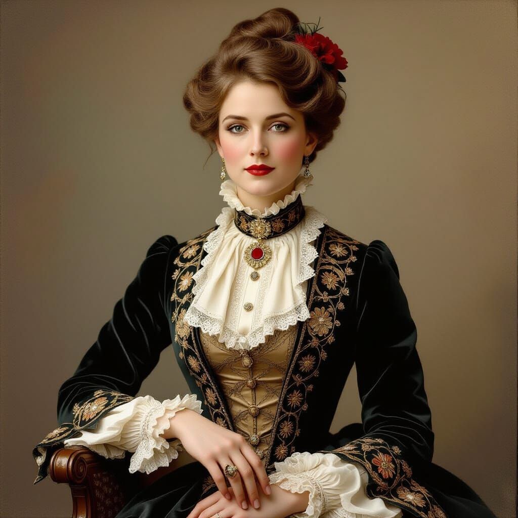 Victorian Woman Portrait in High-Contrast Style
