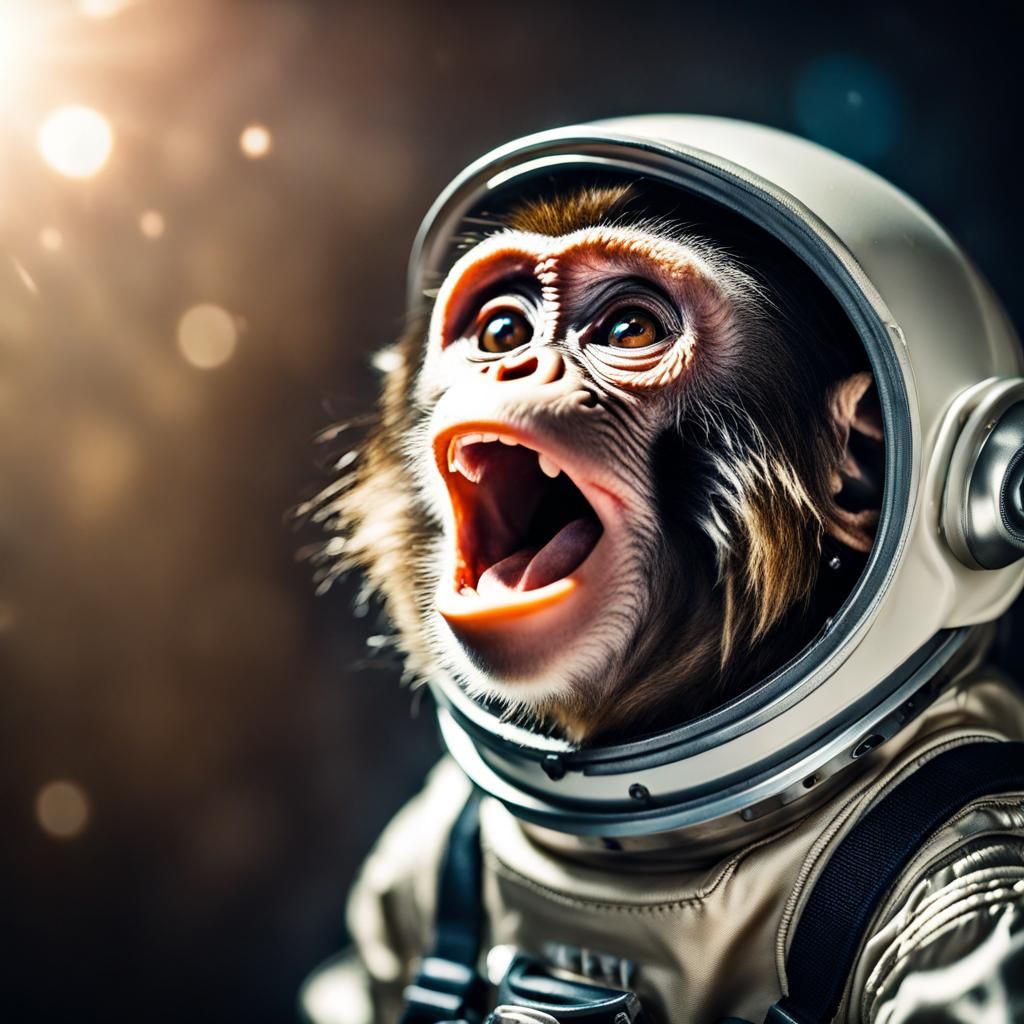 Surprised Monkey Astronaut in Dramatic Lighting