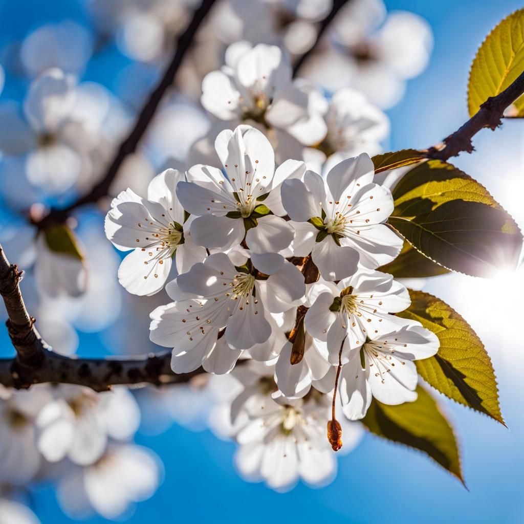 Backlit Cherry Blossom on a Sunny Spring Day