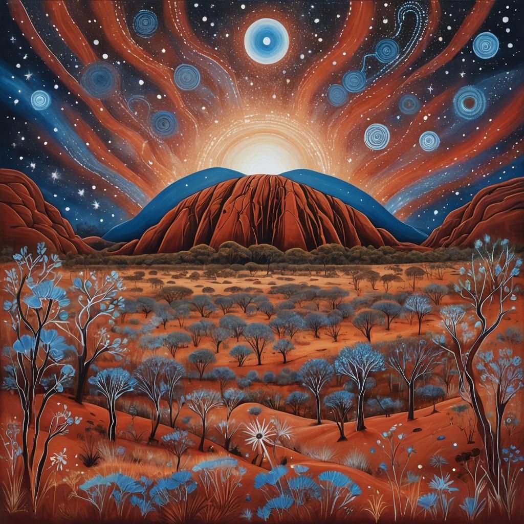 Uluru and Ancestral Spirits in Dreamtime Art