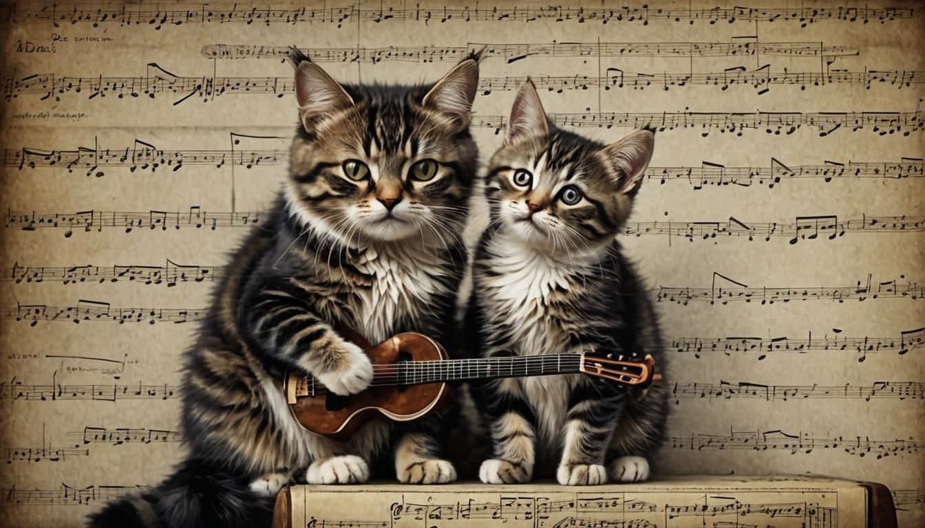 Music Cats with Intricate Details in Hyperrealistic Style
