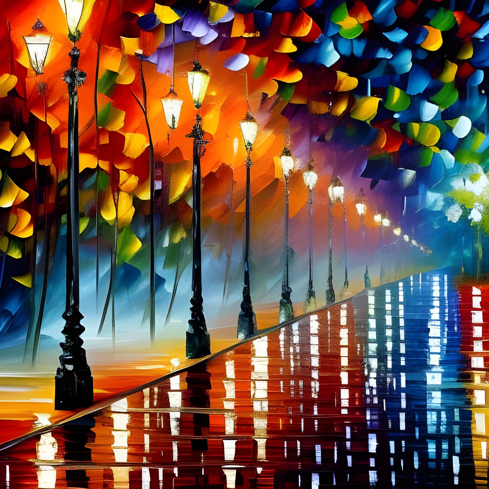City at night Leonid Afremov