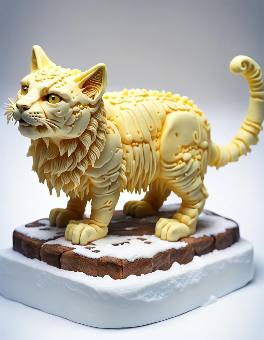 Butter Sculpture: Prehistoric Cat in Hyperdetail
