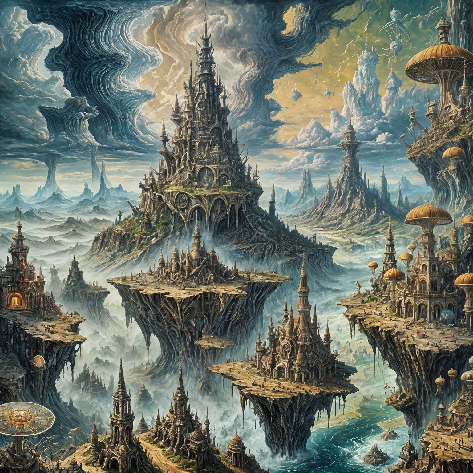 Post-Apocalyptic Cityscape Map in Surrealist Style