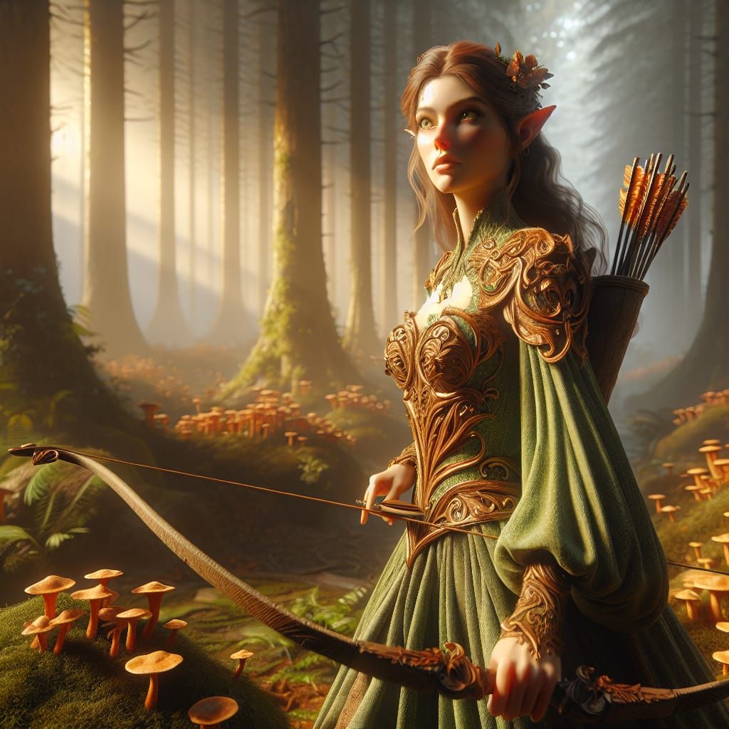 Ethereal Elf in Autumnal Forest Glade