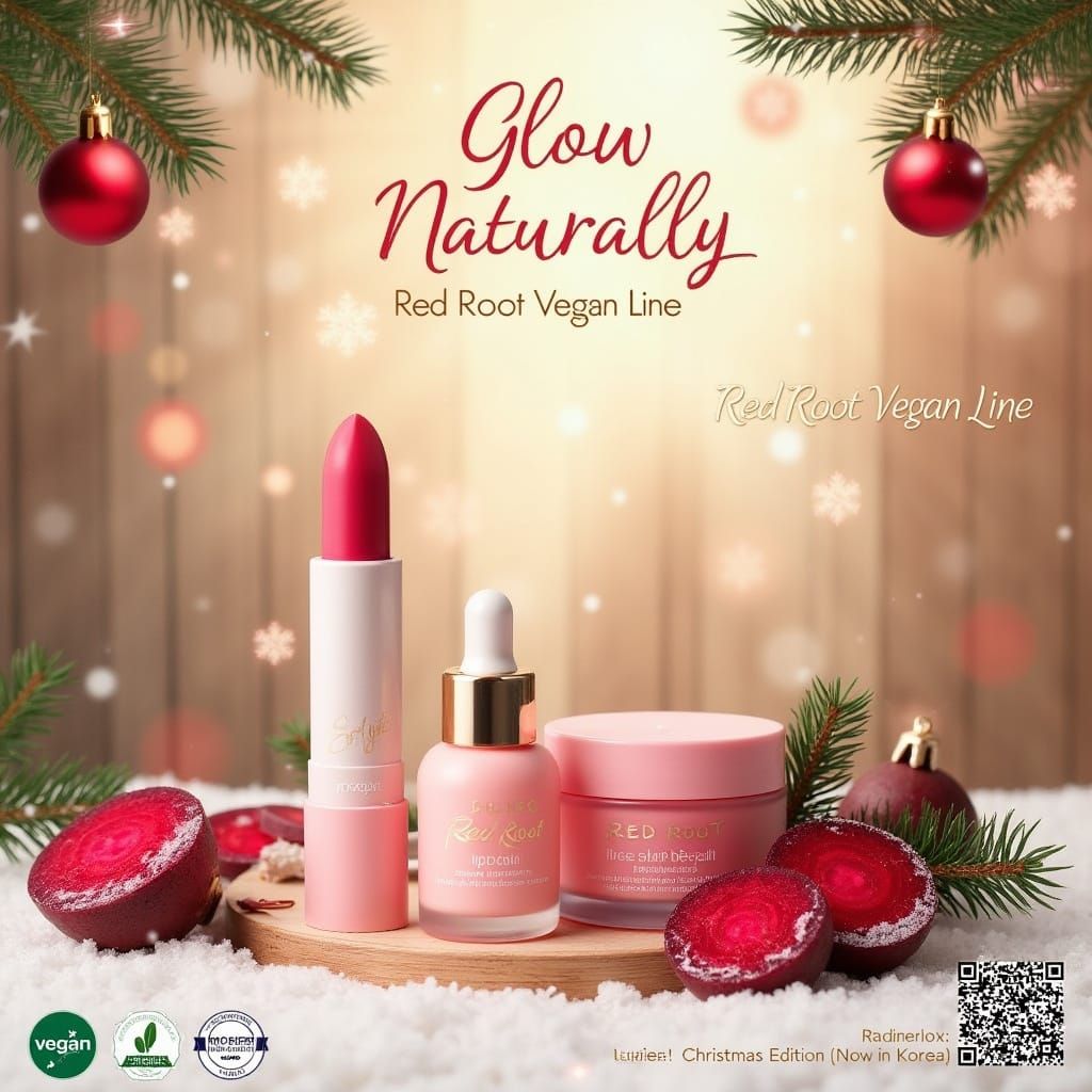 Luxury Vegan Skincare Poster: Red Root Vegan Line