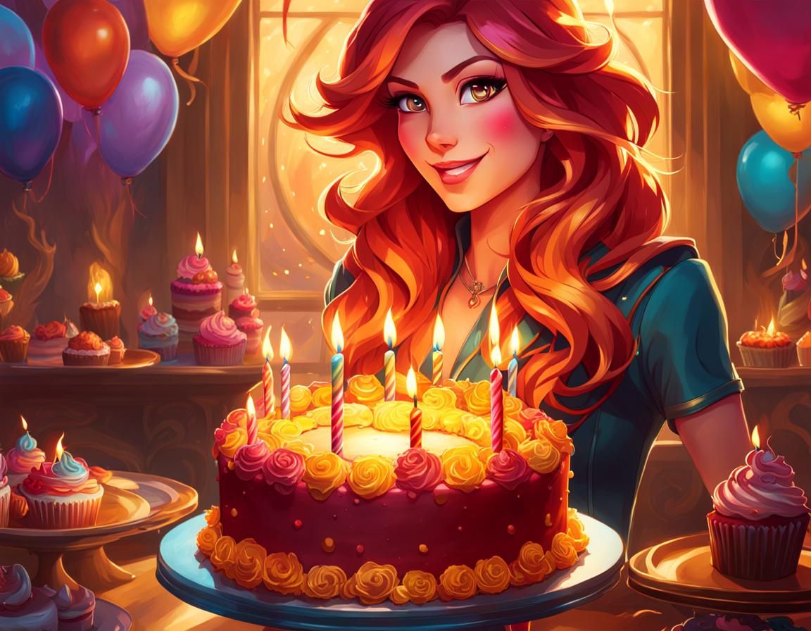 Sunset Shimmer's Birthday Cake: Art Nouveau Portrait
