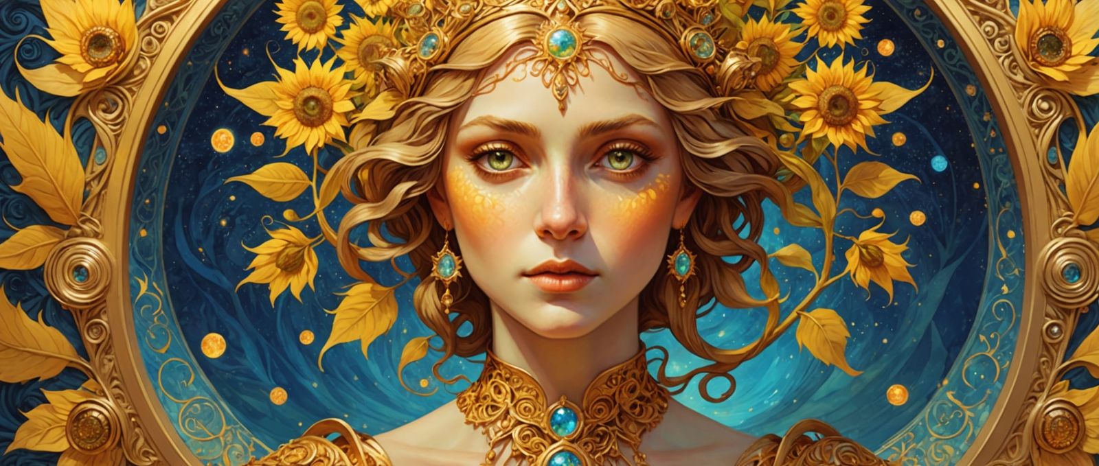 Solar Elf Beauty in Art Nouveau Style