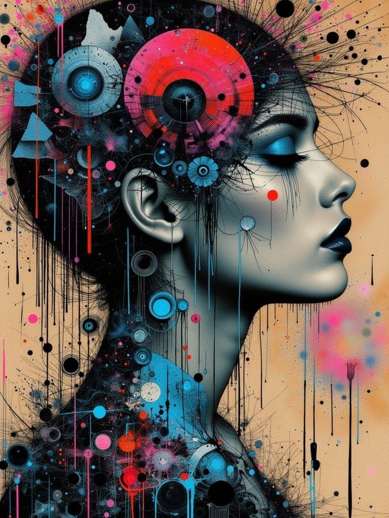 Colorful Gothic Woman in Surreal Abstract Style