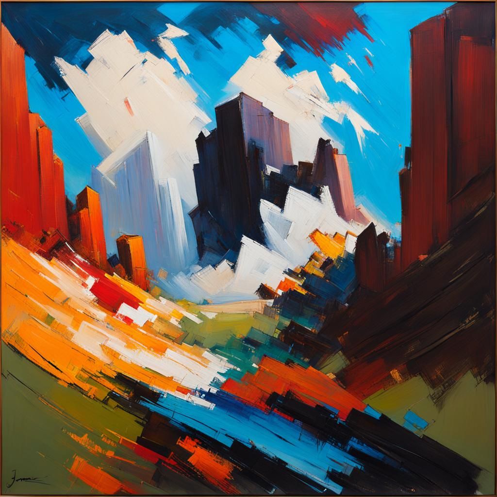 Abstract Oil Painting with Bold Brushstrokes