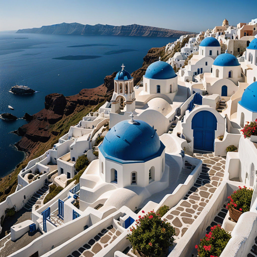 Breathtaking Cycladic Village Landscape in Vibrant Hues