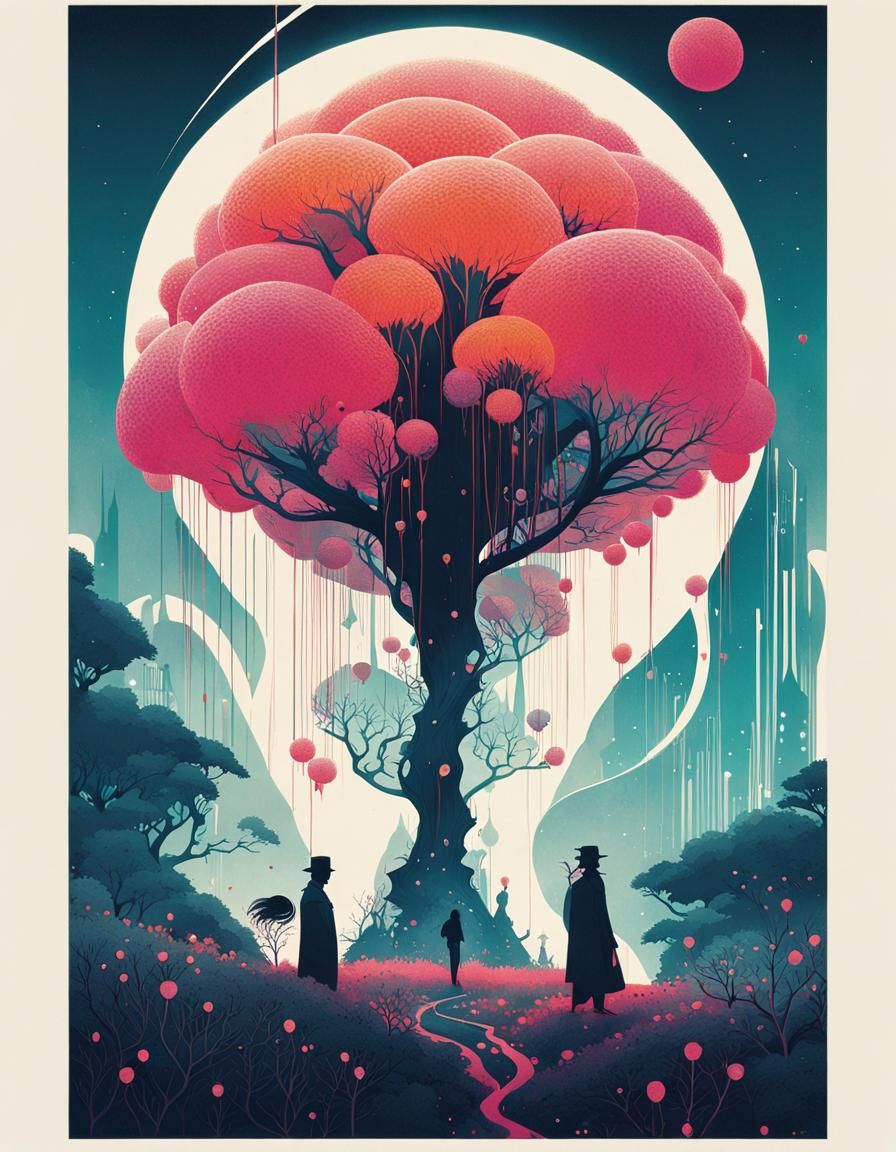 Magical Flower in Cybernetic Ink Art