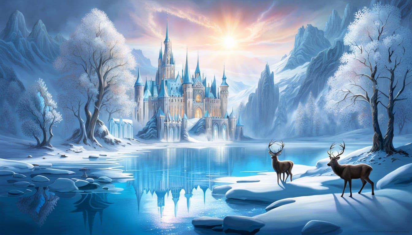 Wonderful icy wonderland and castle