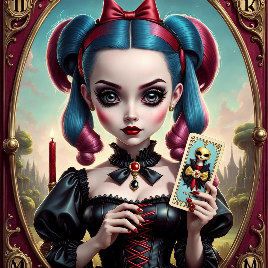 Harley Quinn Tarot Card in Mark Ryden Style