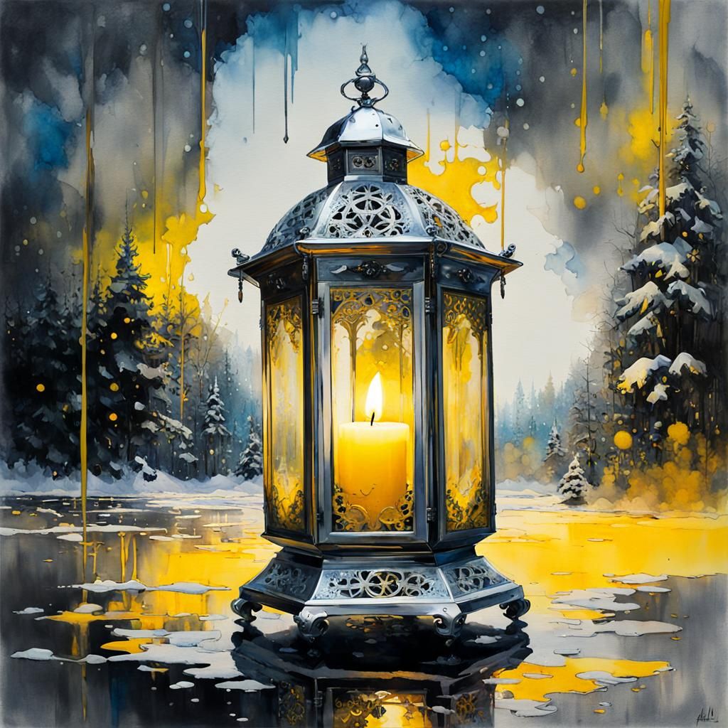 Fabergé Lantern Double Exposure Watercolour Art