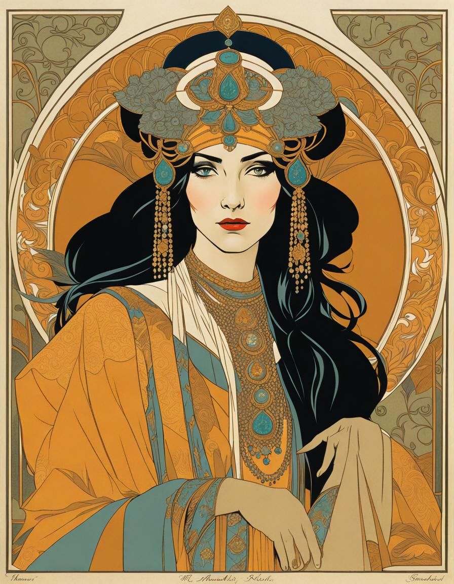 Arabian Queen in Art Nouveau Style