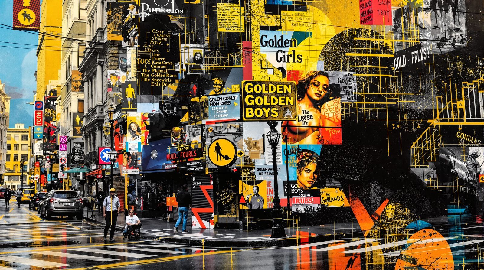 Golden Youths in Surreal Urban Collage