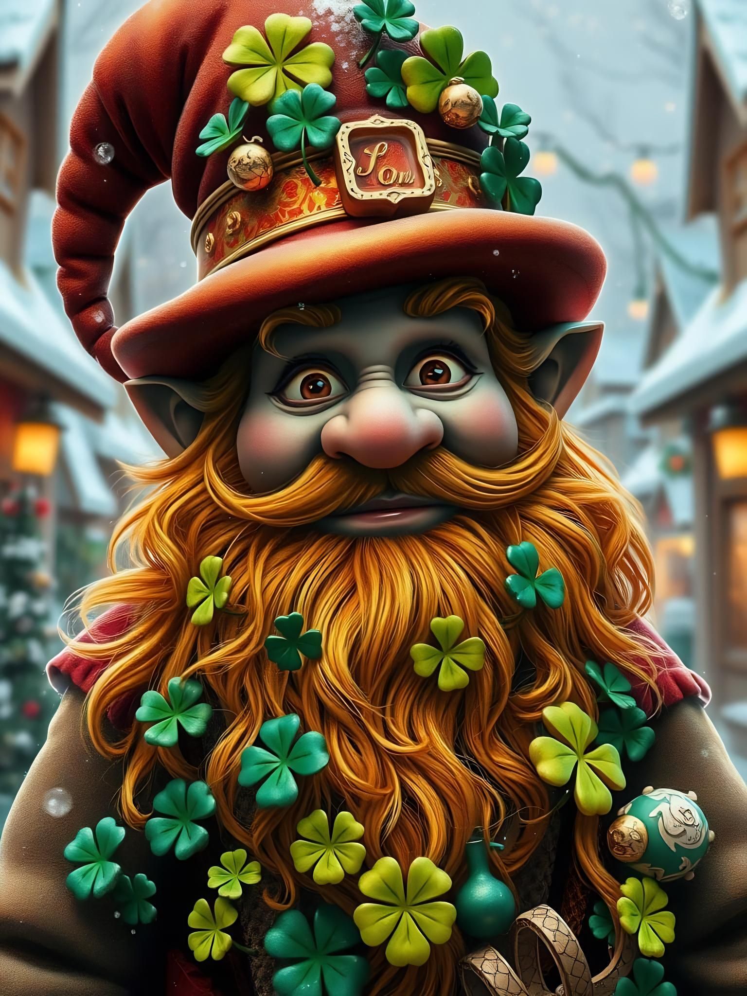 Leprechaun with a shamrock beard ...