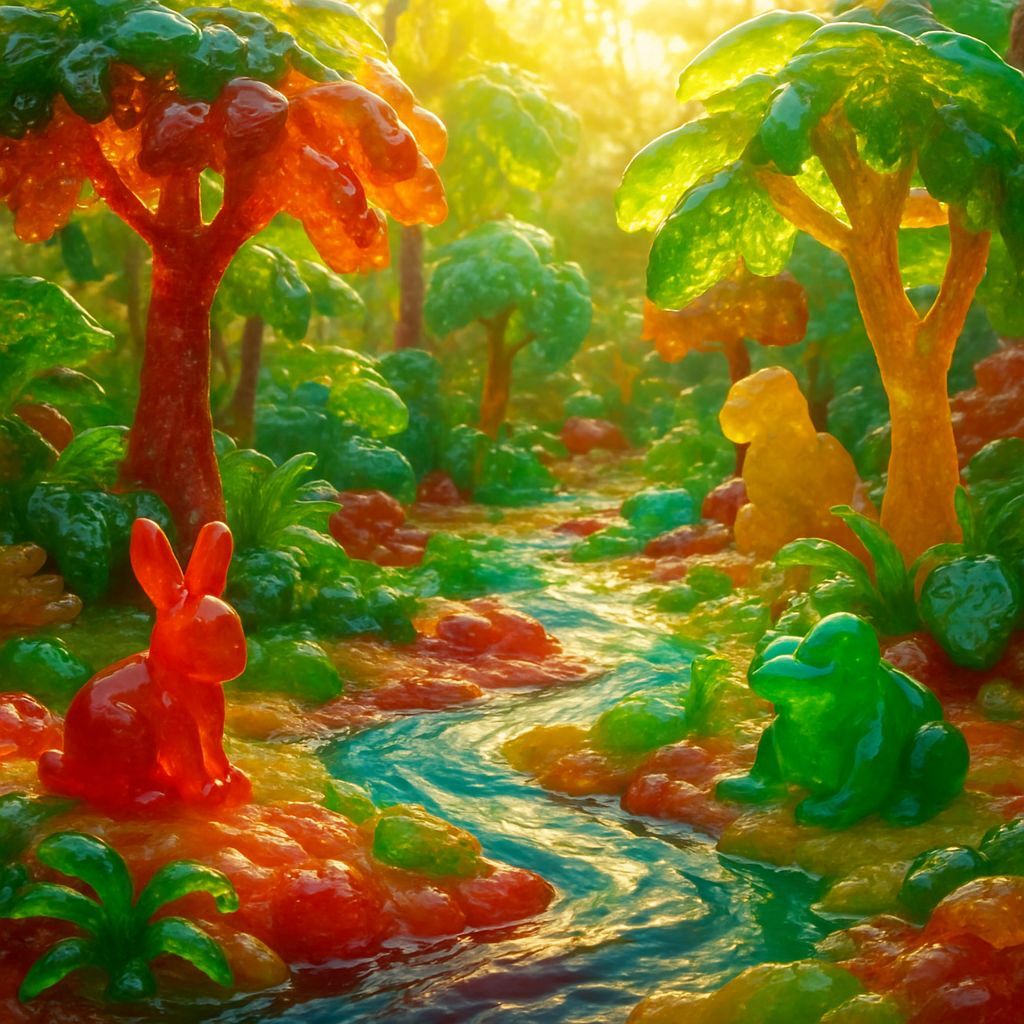 Gummy Candy Jungle: A Hyper-Realistic Foodscape