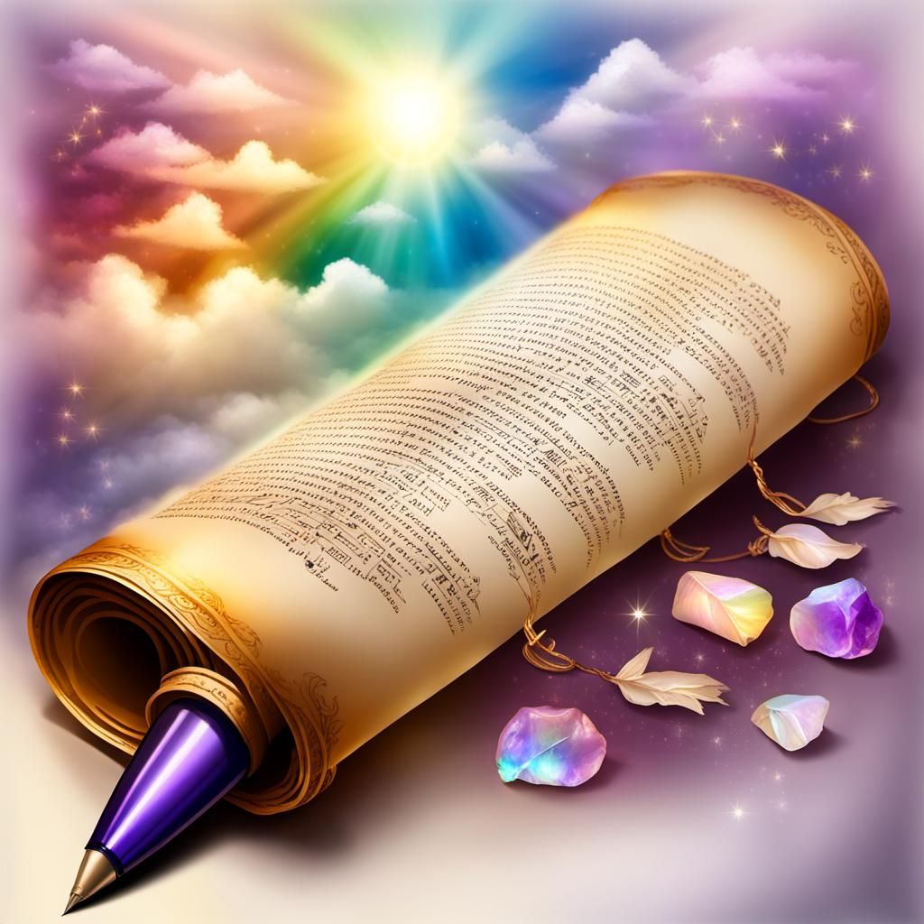Rainbow Lit Poetry Scroll on Gold Parchment