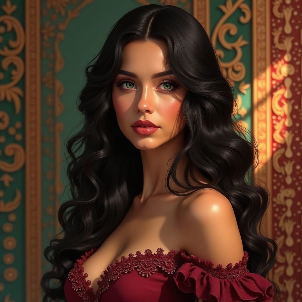 Arabic Woman in Victorian Dress: Hyperrealistic Digital Art