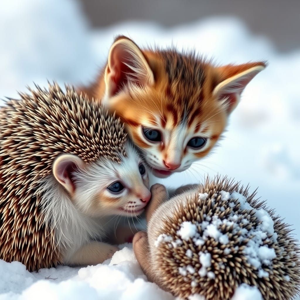 Playful Kitten in Snowy Wonderland