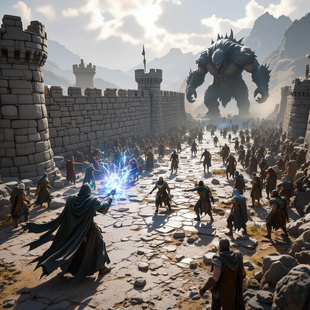 Earth Mage Defends Against Hordes with Stone Wall