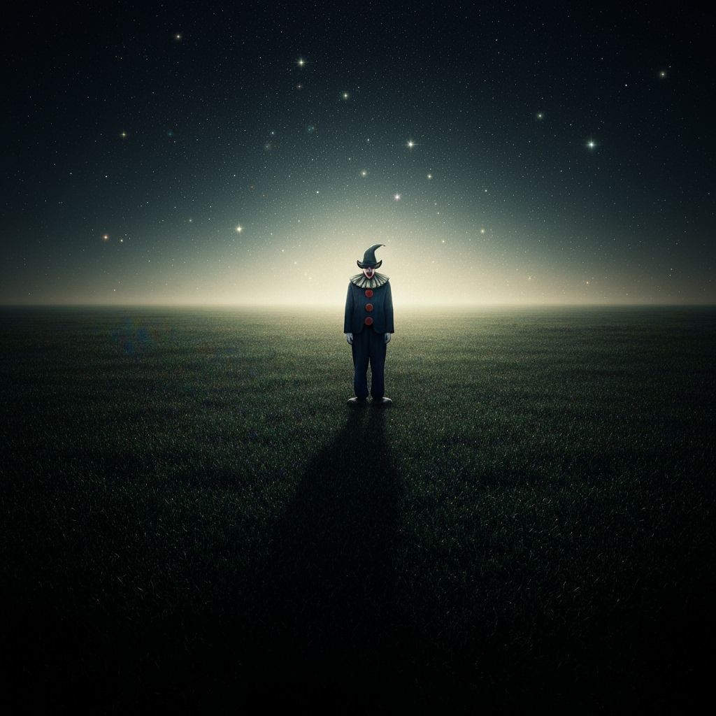 Lonely Clown in Surreal Fantasy Field, Whistler Style