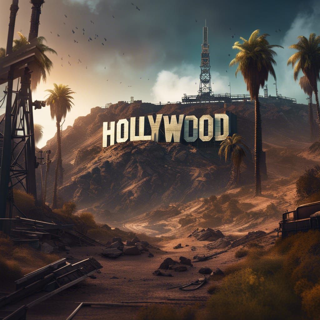 Post-Apocalyptic Hollywood Sign in Detailed Matte Painting