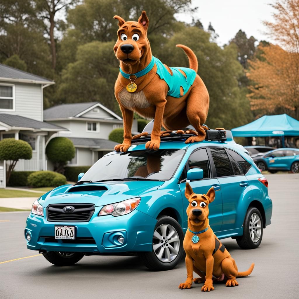 Scooby Doo Cruising in a Subaru