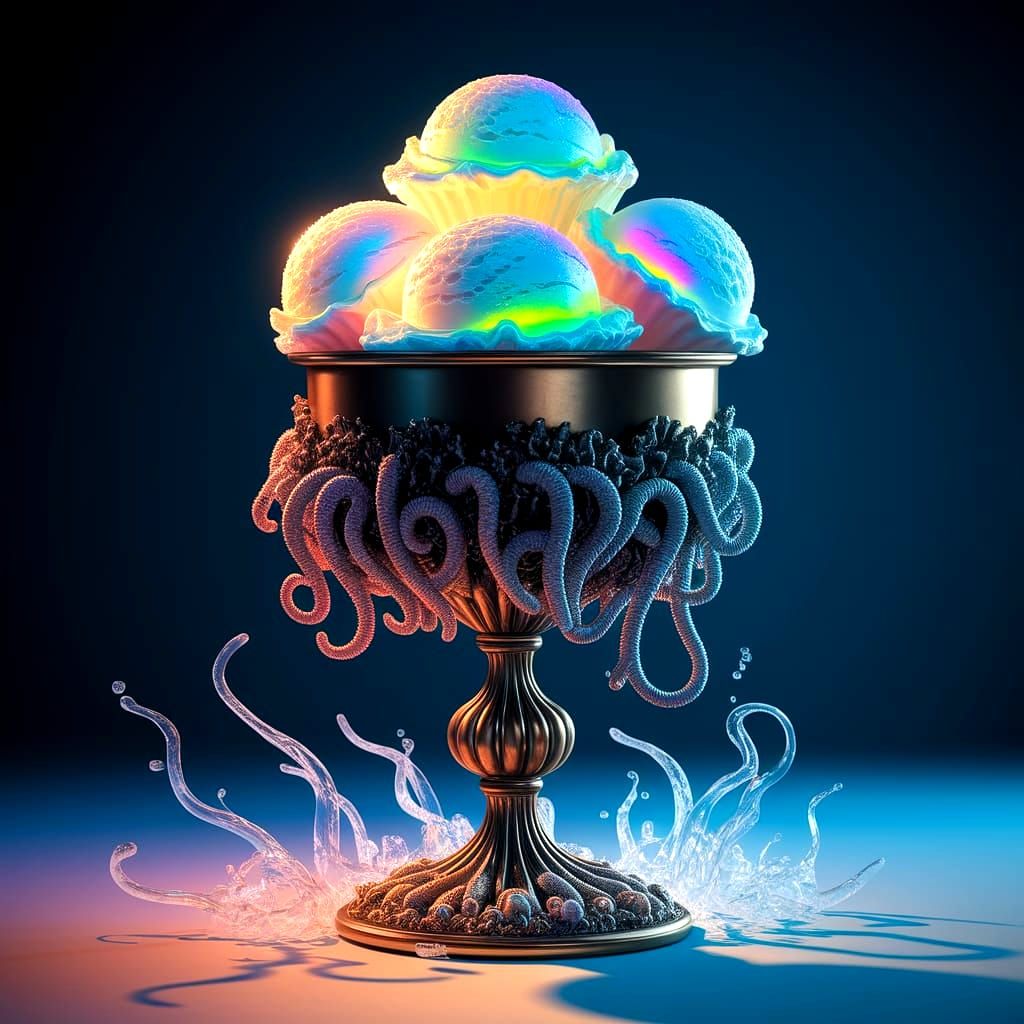 Luminescent Ice Cream in Coral Goblet
