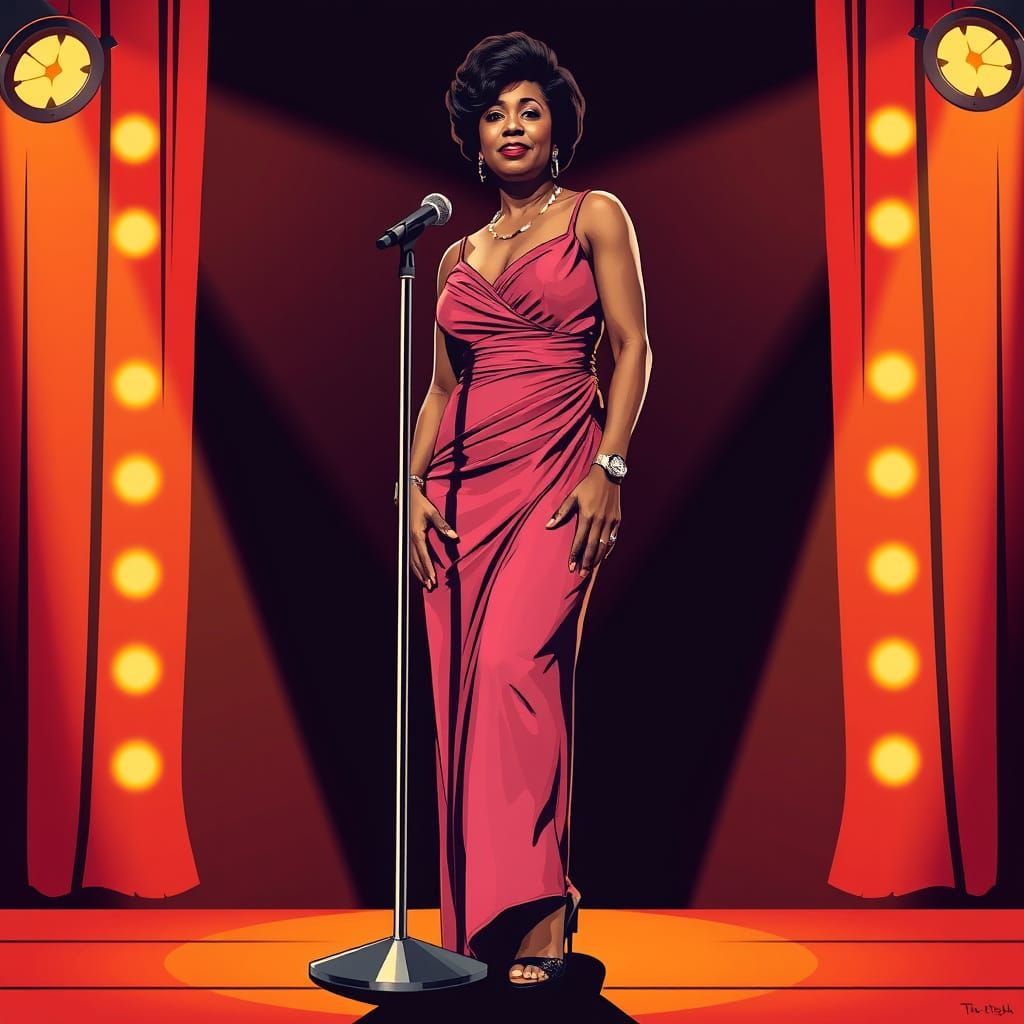 Soul Singer on Stage in Retro-Modern Style