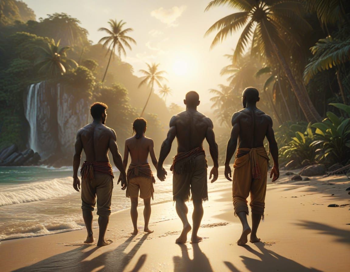 Tribal Family's Emotional Farewell on Tropical Island