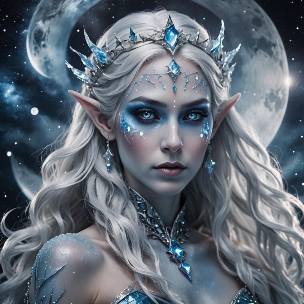 Celestial Ice Queen Portrait in Fantasy Art Style
