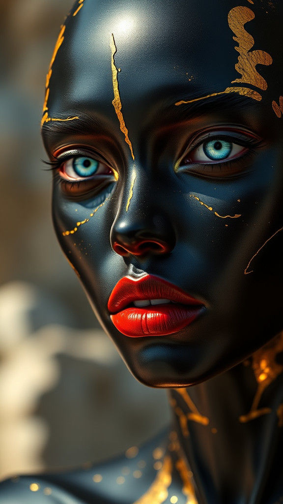 Vantablack and Gold Portrait in Sci-Fi Style