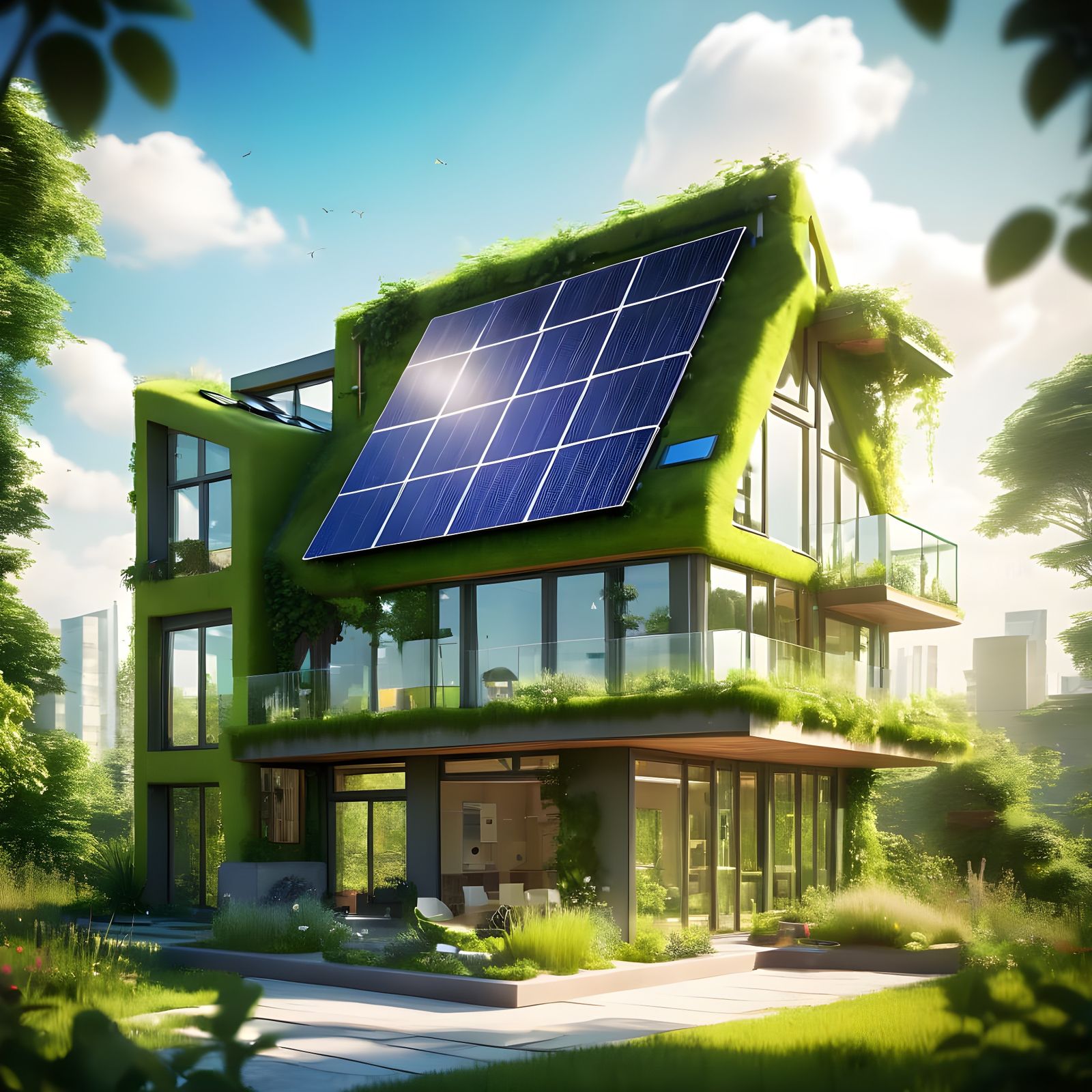 Surreal Eco-Utopia in Solarpunk Style